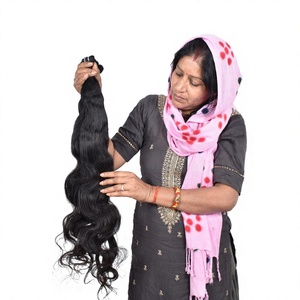 Vendeur naturel en gros tissage vierge couleur noire machine double trame faisceaux bodywave extensions de cheveux humains sud-indien - Product Image 1