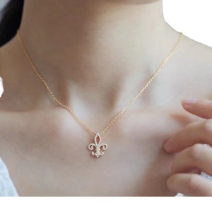 Collana con Pendente Iris in Acciaio al Titanio con Zirconia Cubica, Sottile Catena a O, Gioiello Floreale a Corona per Donna, Idea Regalo - Product Image 5