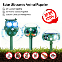 Ahuyentador de Animales Solar Ultrasónico de 5 Niveles con Panel Solar USB-C, Ahuyentador de Plagas con Estaca para Jardín y Patio, Protección Contra Ratas y Pájaros