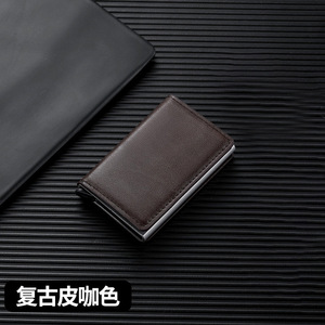 Metal Automatic Card <b>Holder</b> Aluminum Alloy Anti-Theft Credit Card <b>Wallet</b> Men's Coin Pocket Below 2 Inch Solid Color - Product Image 3