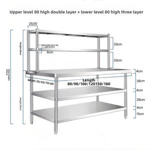 Station de travail en acier inoxydable pour cuisines, supermarchés, épiceries avec étagère supérieure, fabrication de cuisine commerciale - Product Image 4