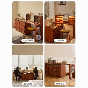 Vintage Solid Wood Dressing Table With <b>Drawer</b> Corner Cabinet Bedroom Makeup <b>Desk</b> For Small Apartments Retro Style - Product Image 4