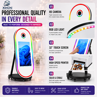 Espejo Ovalado Moderno de 32 Pulgadas para Cabina de Fotos con LED RGB, Espejo Metálico Ultrafino de 4.5 cm para Alquiler en Bodas y Fiestas