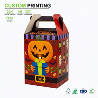 Boîte d'Halloween personnalisée, écologique et recyclable, rouge, avec imprimé citrouille Jack O'Lantern et fantôme, fermeture magnétique et poignée, pour friandises effrayantes