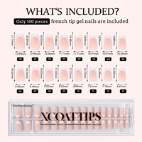 XCOATTIPS Uñas Postizas al por Mayor, Cortas, Estilo Ataúd, Punta Francesa, Gel Suave, Puntas X-Coat, Uñas a Presión a Granel, Calidad de Salón