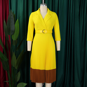 Vestidos Elegantes para Mujer, Estilo Oficina, <span class=keywords><strong>Blazer</strong></span> con Solapa, Vestido Plisado con Estampado, para un Estilo Chic, Informal, para Oficina, Fiesta, Uso Diario - Product Image 6