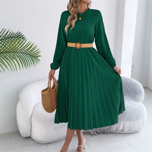 <span class=keywords><strong>Robe</strong></span> plissée unie décontractée à manches longues avec poches, style européen et américain, collection Printemps/Été 2026, <span class=keywords><strong>pour</strong></span> <span class=keywords><strong>femme</strong></span> (photo réelle) - Product Image 3