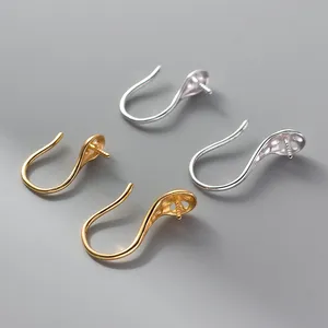 S925 Sterling Silver Plated 18K Gold Earring Base Hollow Ear Hook DIY Handmade Material Accessories Jewelry Making Supplies
