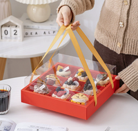 Boîte à biscuits, bonbons et cadeaux de luxe, boîte rectangulaire biodégradable pour biscuits, emballage transparent avec fermeture à ruban