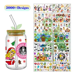 Osmo Ready To Ship Factory Wholesale Christmas UV Dtf 16oz Libbey Glass Can Cup Wraps TaylorSwift Cup Wraps Transfer Stickers