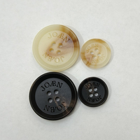 Boutons en résine plastique style européen à 4 trous, logo gravé personnalisé, dos plat, pour vestes homme/femme, marron, vêtements
