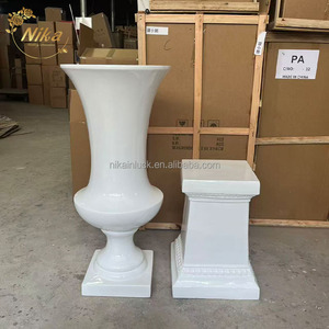 Vaso per <span class=keywords><strong>Fiori</strong></span> da Matrimonio Bianco a Forma di Tromba in Fibra di Vetro, Vendita Diretta dalla Fabbrica NIKA - Product Image 1