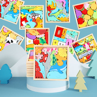 Jeu de puzzle éducatif en bois Montessori sur le thème des animaux, jeu d'empilage amusant