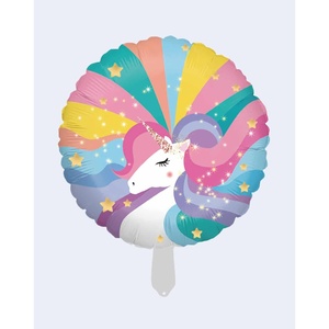 Palloncino unicorno 45cm Retro Happy Birthday di dimensioni personalizzate in alluminio per feste con stampa metallizzata Bobo Balloon prodotto - Product Image 1