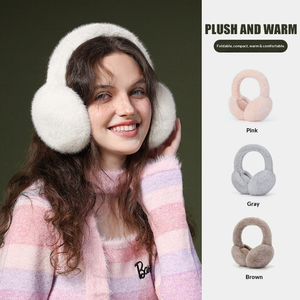 Orejeras Cálidas de Otoño e Invierno, a Prueba de Viento, de Terciopelo, Plegables, Imitación de Piel de Conejo, de Felpa - Product Image 2