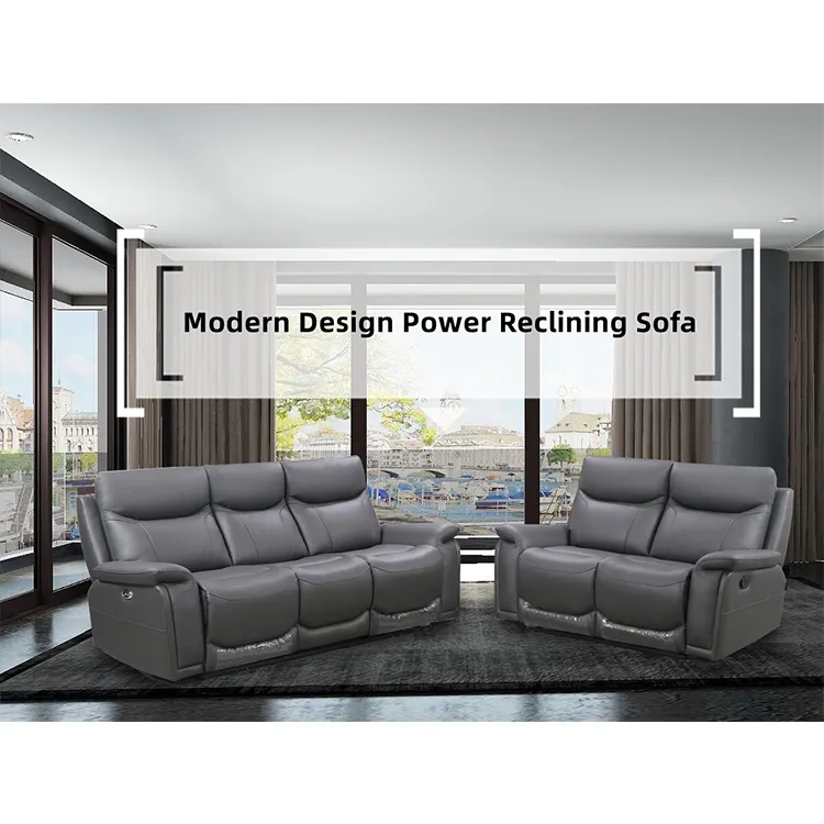 Kursi Sofa Kulit Asli, Dudukan Pijat Kualitas Tinggi Desain Mewah Ruang Tamu Sofa Bangku Penuh Sofa Kulit Asli
