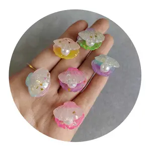 Luminous 3D Gradient Glitter Pearl Shell Resin Cabochon Scrapbooking Craft Hair Bows Accessories DIY Phone Case Decor