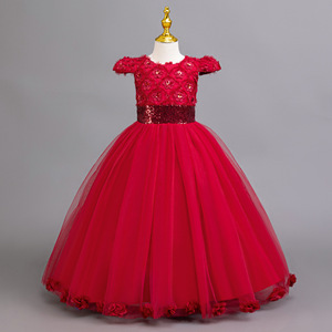 Nuovo Abito da Sposa Corto con Paillettes per Bambine, Vestito da Principessa per Sfilate e Spettacoli - Product Image 6
