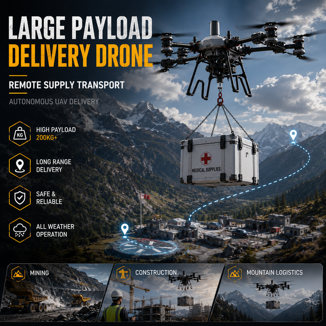 FLYCART 200 Logistics UAV 200kg Payload 36km Range Heavy Load Capability Long Distance Flight Industrial Material Distribution