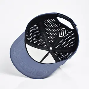 Melin Hydro Hat Manufacturer Custom Logo 5 Panel Waterproof Polyester Golf Sport Hat Laser Cut Hole Perforated Baseball Cap