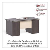 Table de Bureau Simple en Bois de Haute Qualité, Rangement Minimaliste à Tiroirs Gris, Bureau de Direction Moderne et Luxueux