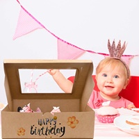 Papier Kraft Brun 12 Comptes Kraft Muffins Pâtisseries Cupcake Transparent Boulangerie Transporteur Gâteau Boîte Cajas De Acetato Pastel