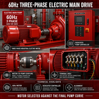 Set Pompa Kebakaran Diesel Listrik 3 Fasa 440V 460V 60Hz dengan Pompa Jockey dan Pengontrol