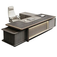 Ensemble de bureau et de chaise de direction moderne et luxueux avec bureau en forme de L à levage électrique de 2,4 m pour le bureau du président