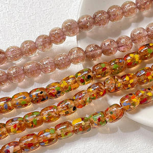 Verre lumineux vague point feuille d'or trou droit perle ronde bricolage bijoux faits à la main Bracelet collier perle accessoire matériel - Product Image 2