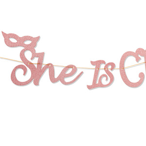 Verres en or rose Pop the pour le champagne <span class=keywords><strong>Elle</strong></span> change de nom Bannière en papier pailleté Fournitures de décoration pour enterrement de vie de garçon - Product Image 3