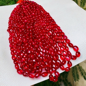 Cuentas de Corindón Rubí de Calidad AAAA+ Nuevas, Extremadamente Hermosas, Forma Ovalada, Cuentas Ovaladas Lisas, Cuentas de Piedras Preciosas de Rubí para la Fabricación de Joyas - Product Image 2