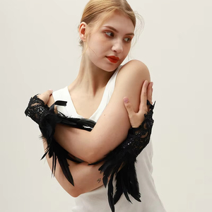 Bracelet de plumes de carnaval de haute qualité mitaines gothiques Lolita bracelet en dentelle pour Cosplay - Product Image 1