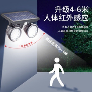 ไฟสปอร์ตไลท์ LED พลังงานแสงอาทิตย์แบบสองหัว 15W พร้อมเซ็นเซอร์ตรวจจับร่างกายมนุษย์ สำหรับสวน ทางเดิน บ้านพักตากอากาศ และสนามหญ้า - Product Image 5