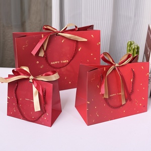 Sacs cadeaux en carton blanc Wanjiahodeng, sacs à main rouges, emballages pour bonbons de mariage, rubans personnalisables, cadeaux pour fêtes Happy Times - Product Image 2