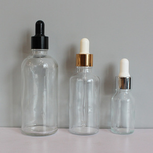 5ml/10ml/15ml/20ml/30ml/50ml/60ml/100ml rõ ràng chai thủy tinh nhỏ giọt tinh dầu mỹ phẩm Chai nhỏ giọt với nắp nhôm - Product Image 1