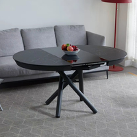 Table à café ronde élégante et moderne, extensible et relevable, avec pieds en métal et plateau en marbre, pour 6 à 8 personnes, meubles pour la maison et les restaurants