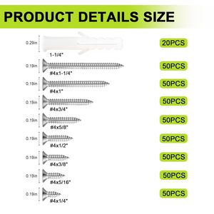 Industrial Grade #4 Flat Head <strong>Small</strong> <strong>Wood</strong> <strong>Screws</strong> Assortment Kit 420Pcs Fine Thread Drive Cabinet Hinge <strong>Screws</strong> - Product Image 2