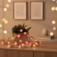 Guirlande lumineuse LED TSINYE en forme de feuilles de cerisier, alimentée par piles, blanc chaud, décoration intérieure, guirlande lumineuse de fête, décoration de fleurs de cerisier