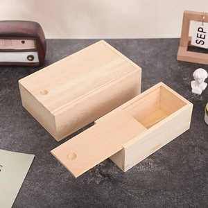 Pine wood pull-out box with <b>sliding</b> lid, wooden storage box, original wood pull-out box, gift jewelry box, DIY storage. - Product Image 3