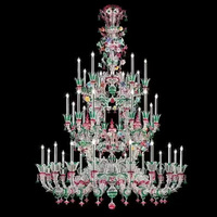 Lustres en verre de Murano faits à la main, décoration romantique et élégante, avec fleurs en verre rose et bleu, lampe suspendue pour hôtel, maison, salon