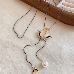 Tulip Sweater Chain Zinc Alloy Flower Shape Long Necklace For Autumn Winter Jewelry - Product Image 2