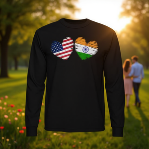 T-shirt à manches longues avec drapeau des États-Unis et d'Inde, Saint-Valentin, Indien-Américain - Product Image 3
