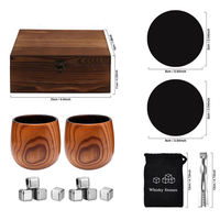 Coffret Cadeau Whisky Premium en Bois Vintage avec Glaçons, Pierres Réfrigérantes, Boîte de Rangement et Gobelet – Accessoire de Bar Maison pour Mariage/Anniversaire