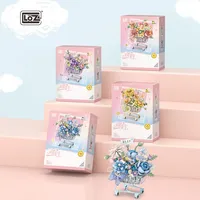 LOZ 4124 4126 4127 MOC Kit de Modélisation de Fleurs pour Journée Romantique, Bouquet Simulé à Assembler, Ornement, Cadeau d'Anniversaire, Ensembles de Blocs de Construction