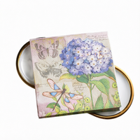 Nouvelles serviettes de table jetables 2 plis, motif Hortensia Violet, style sac, pour fête d'anniversaire, en pâte de bois vierge, avec découpage floral