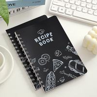 Planificateur de recettes en papier noir 2026, journal de recettes en PVC noir de 48 feuilles avec autocollants, planificateur d'alimentation saine, organisateur de repas quotidiens