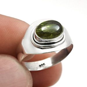 Anneaux de Tourmaline naturelle de conception de luxe anneaux de pierre de naissance faits à la main minimalistes pour l'OEM vert de bagues de fiançailles de Tourmaline des femmes - Product Image 1