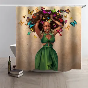 3D digital printing western style water proof wholesale custom designer african shower curtain for bathroom