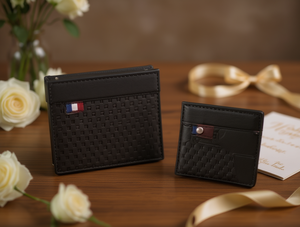 Set regalo portafoglio da uomo in pelle, senza fogli staccabili, design di lusso con incisioni, per la festa del papà - Product Image 2