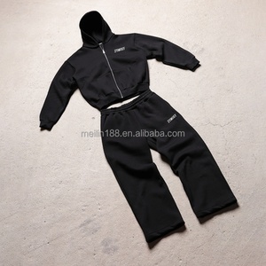 Fabricant de vêtements personnalisés : Ensemble deux pièces unisexe (hoodies et pantalons de survêtement amples), survêtement de jogging vierge - Product Image 5